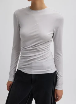 Tencel Knit Twisted Seam Long Sleeve T-Shirt