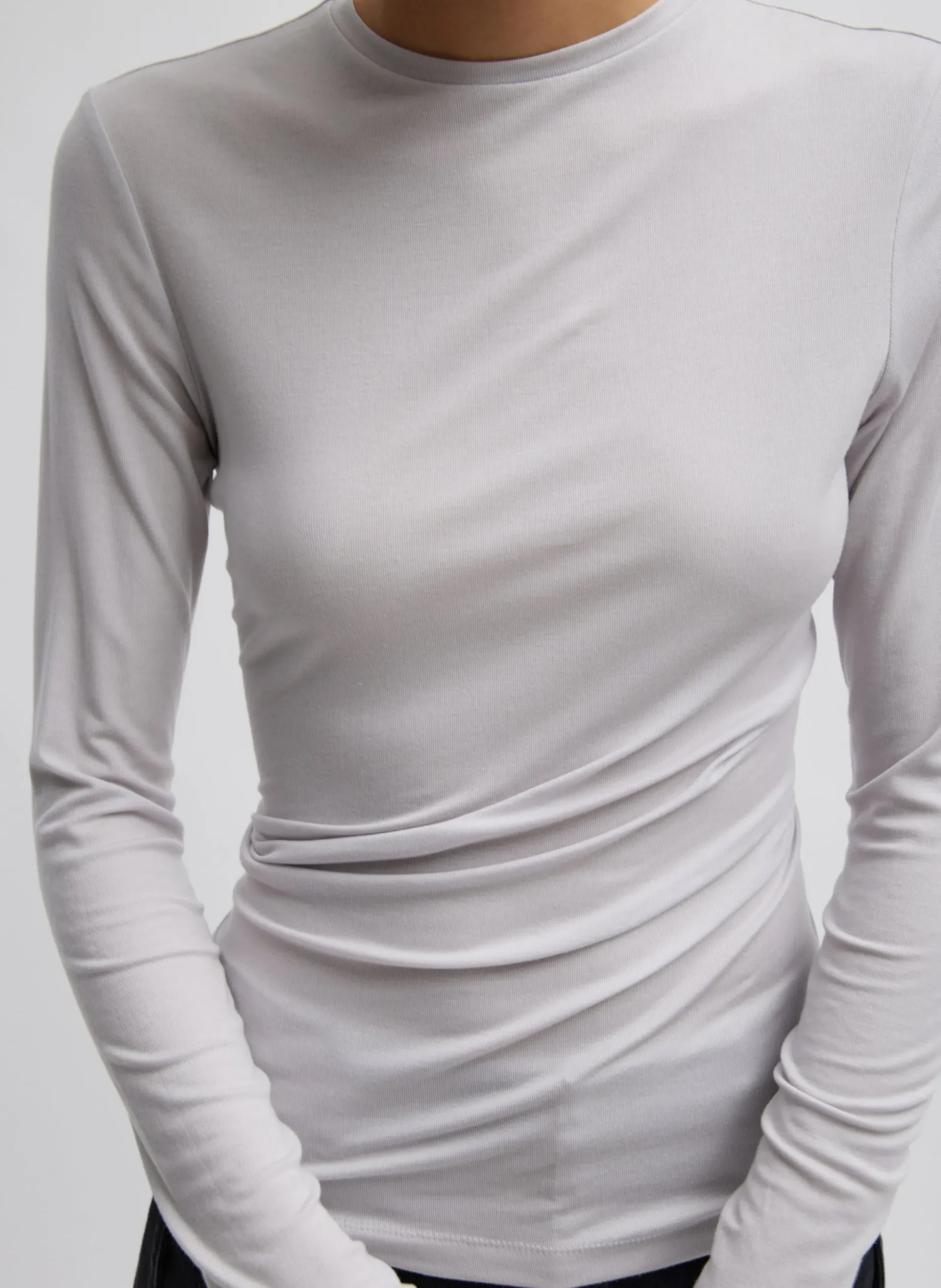 Tencel Knit Twisted Seam Long Sleeve T-Shirt