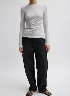 Tencel Knit Twisted Seam Long Sleeve T-Shirt