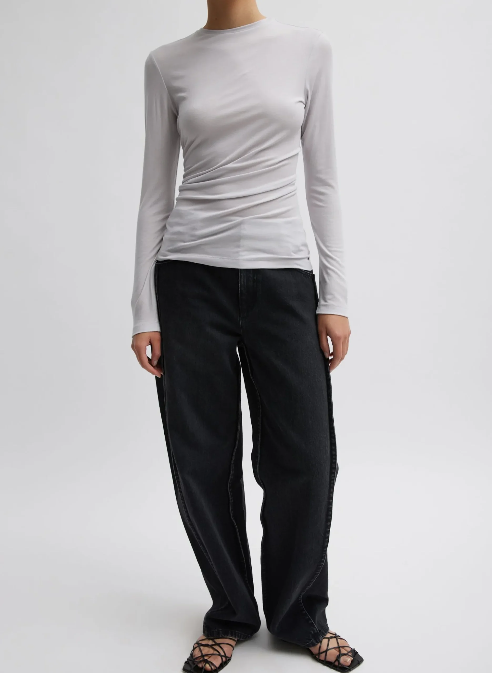 Tencel Knit Twisted Seam Long Sleeve T-Shirt