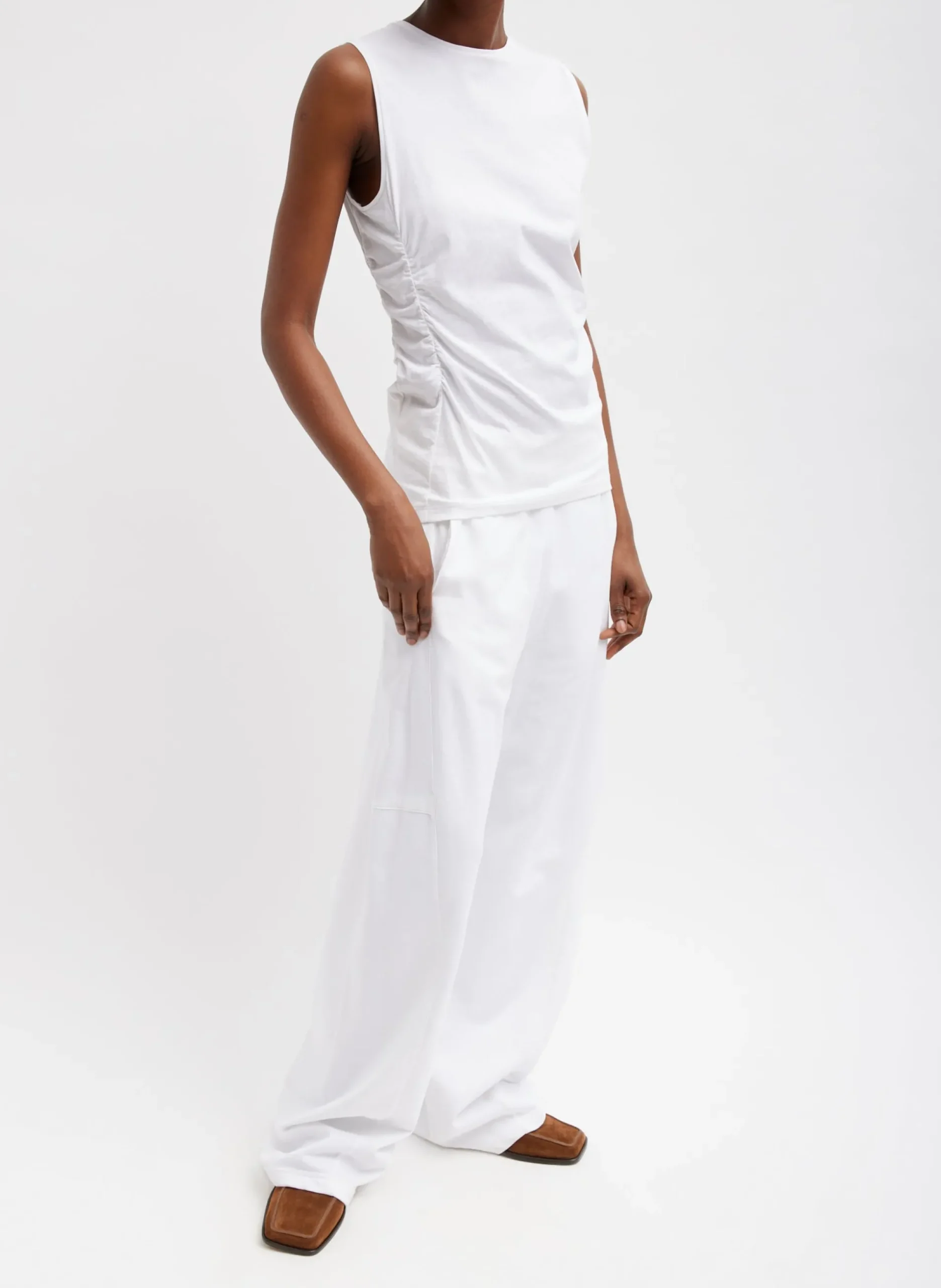 T-Shirting Shirred Crewneck Top